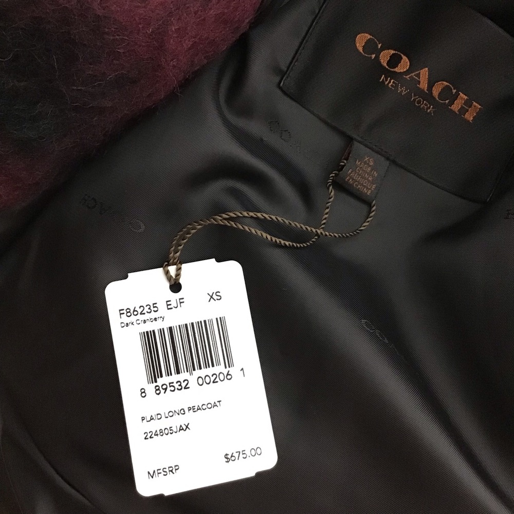 Coach plaid long alpaca wool blend coat - Picture 6 of 9